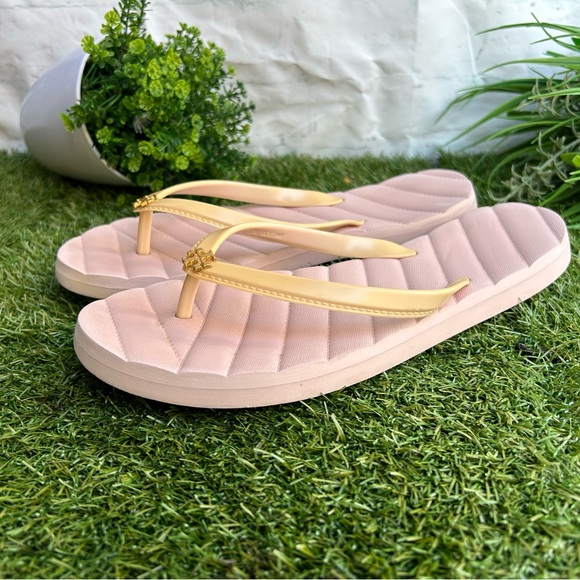 Tory Burch Womens Kira Flip Flops - Meadowsweet/Gold/Pink size 9 gently used - Picture 3 of 14